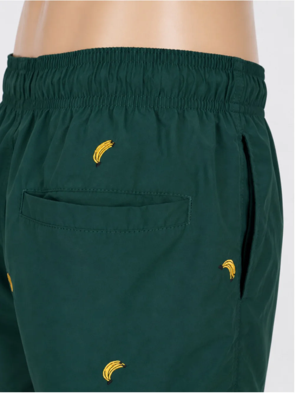H&M Men’s Forest Green Banana Embroidered Swim Shorts – Size M
